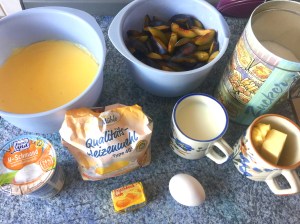 Pflaumenkuchen-Zutaten