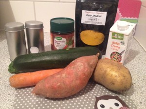 Zutaten Gemüse-Curry-Pfanne vegan